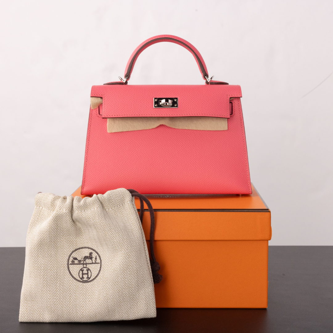 Hermés Epsom Mini Kelly ll Sellier in Rose Azalee Palladium Hardware