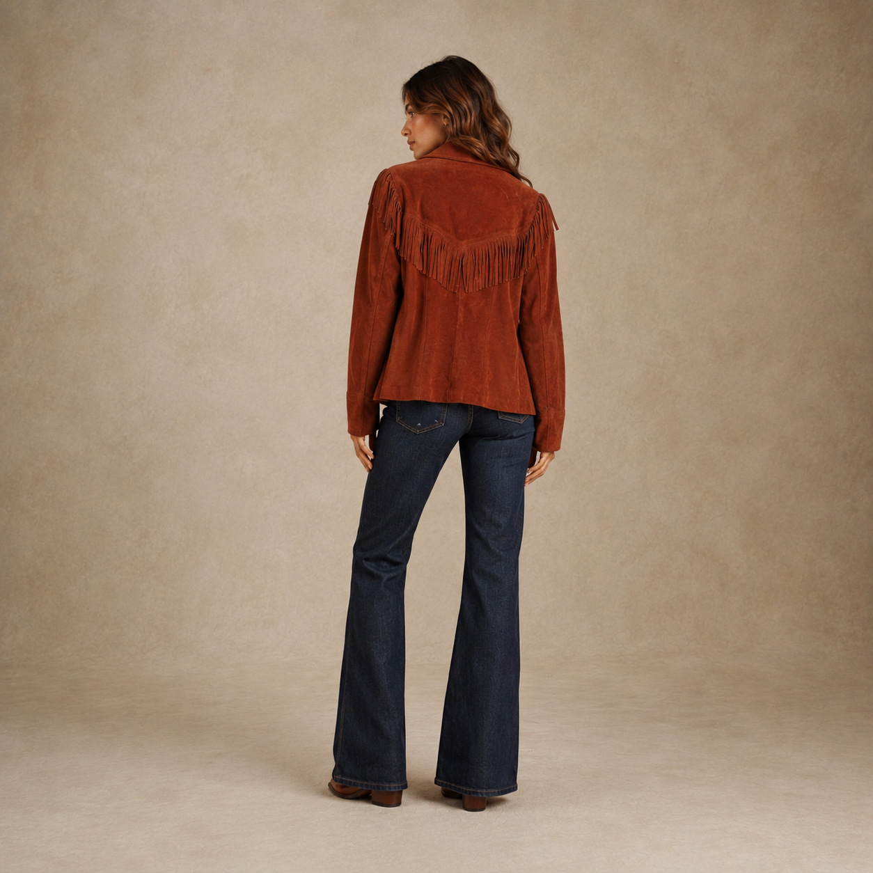 American Vintage Brown & Burgundy Suede Fringe Western Jacket