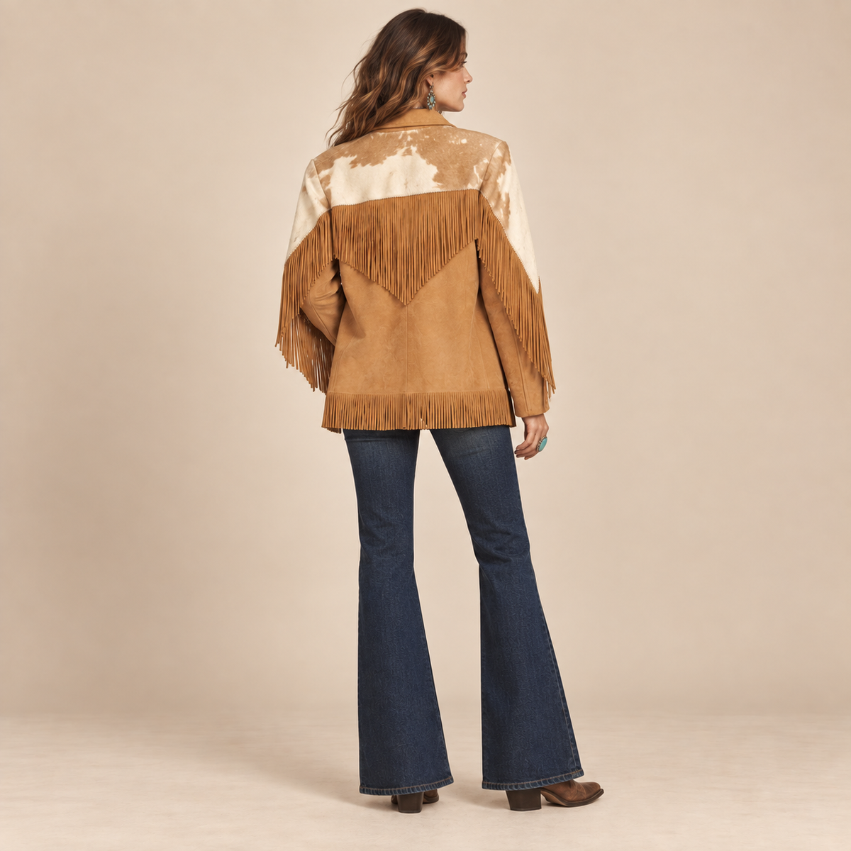 Vintage Cowhide & Suede Fringe Western Jacket
