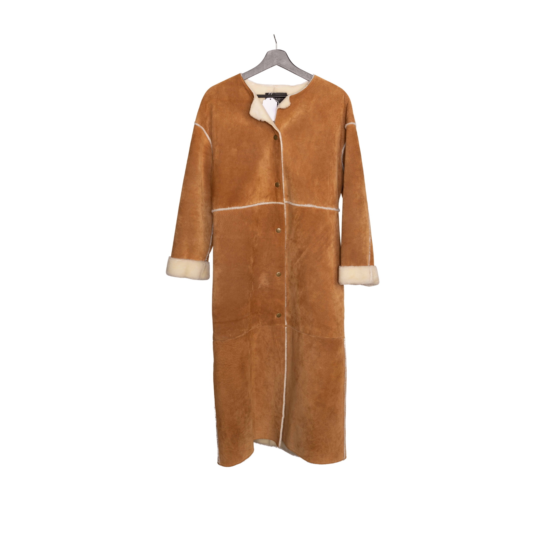 Vintage Camel Shearling Suede Long Coat
