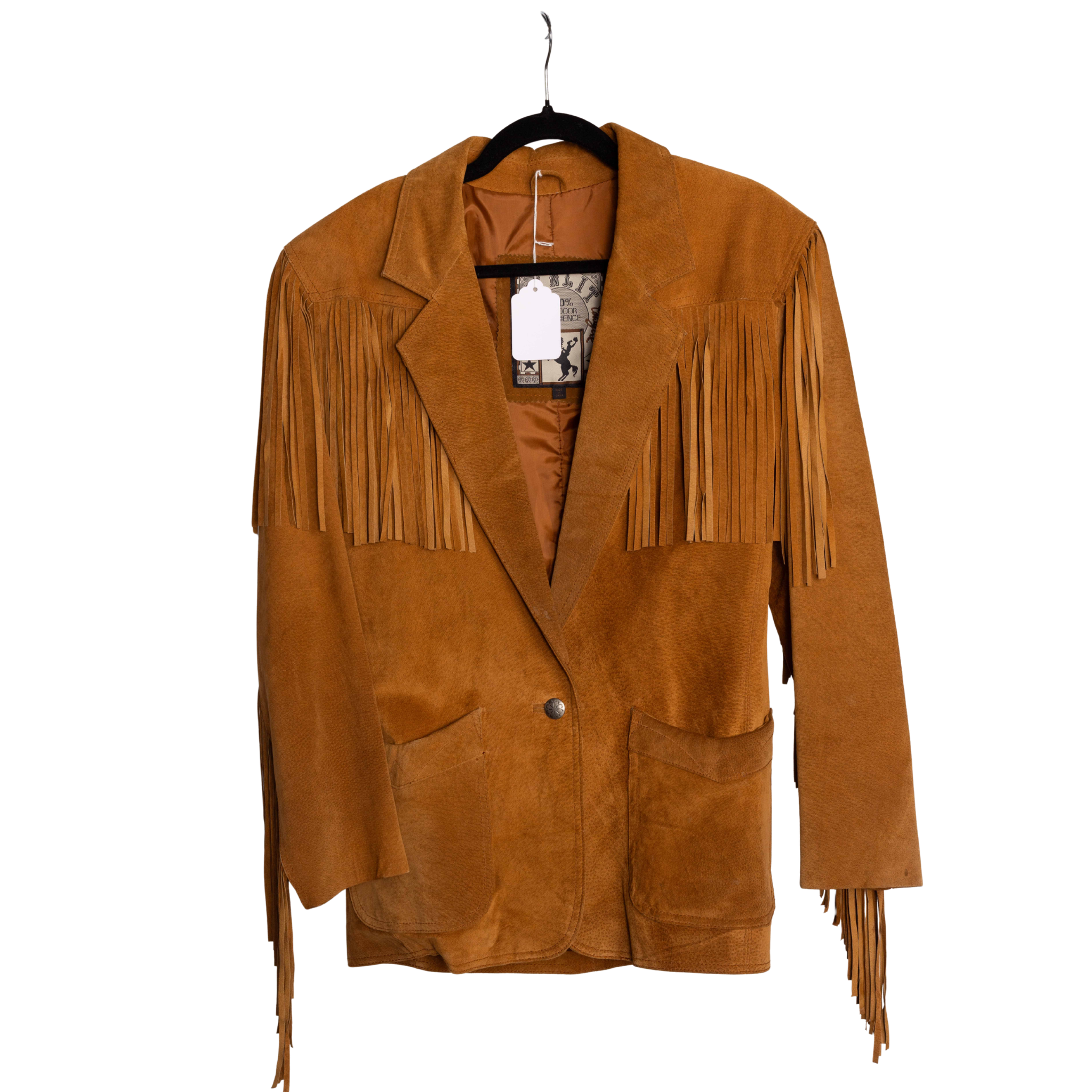 Vintage Cognac Suede Fringe Western Jacket