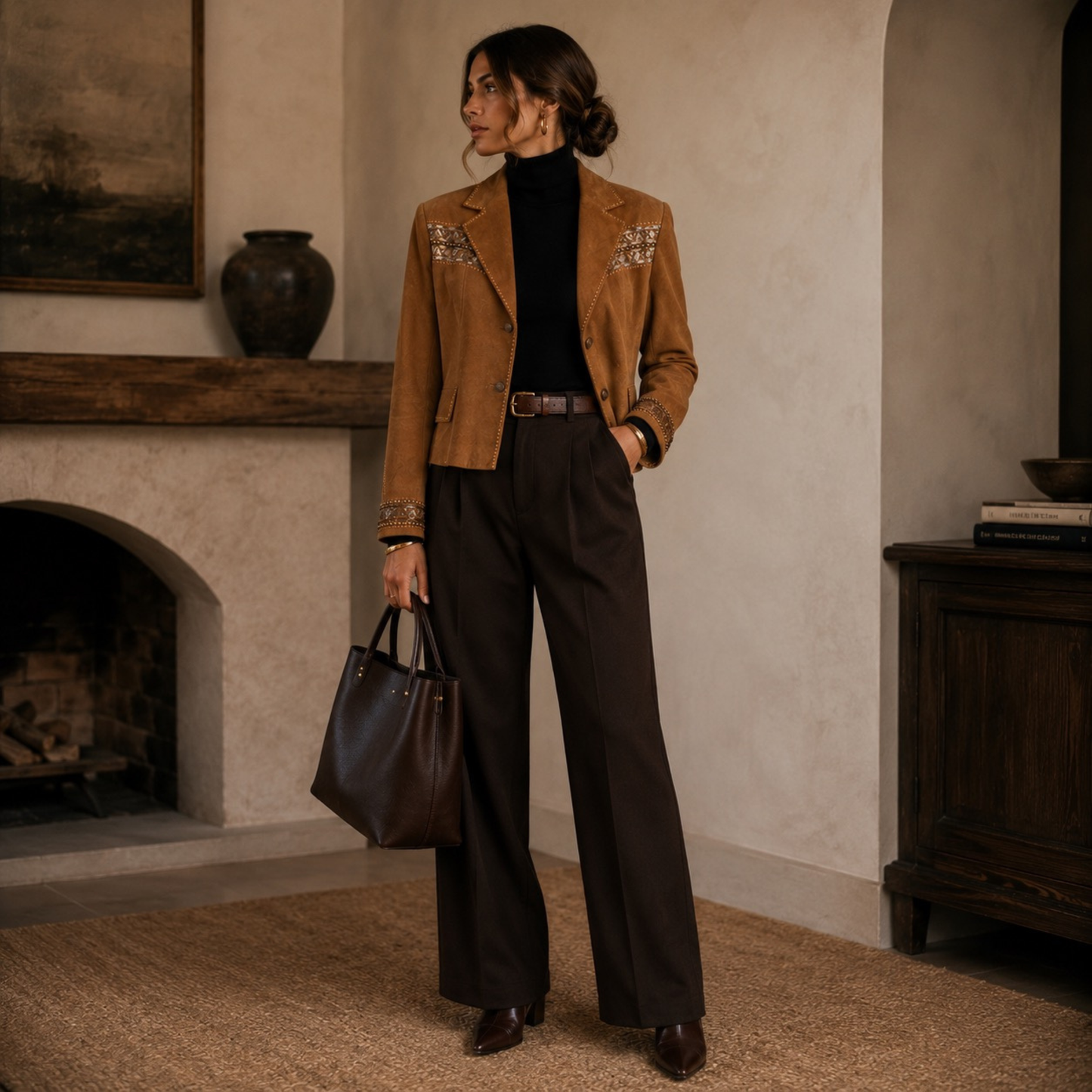 Vintage Cripple Creek Embellished Suede Jacket