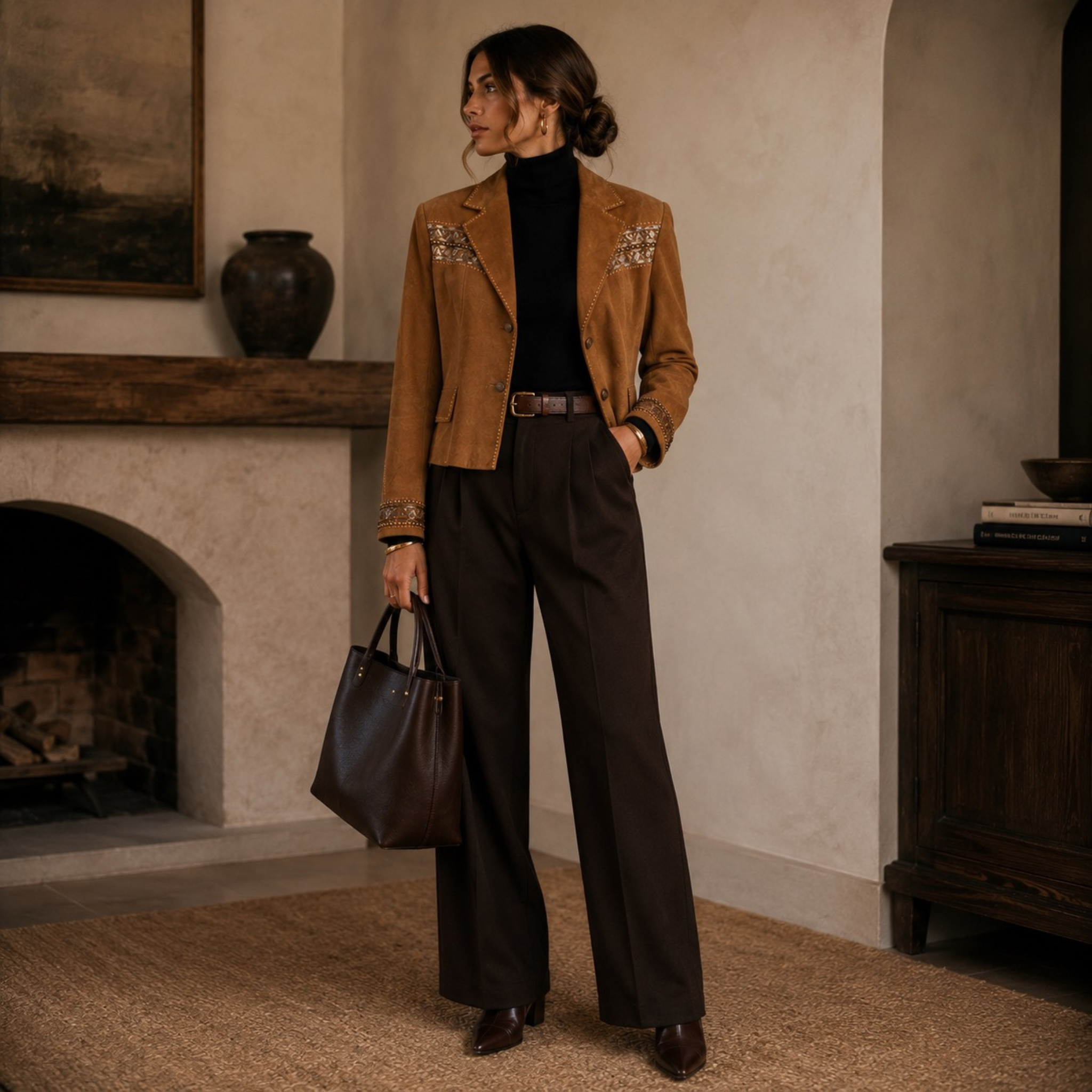 Vintage Cripple Creek Embellished Suede Jacket