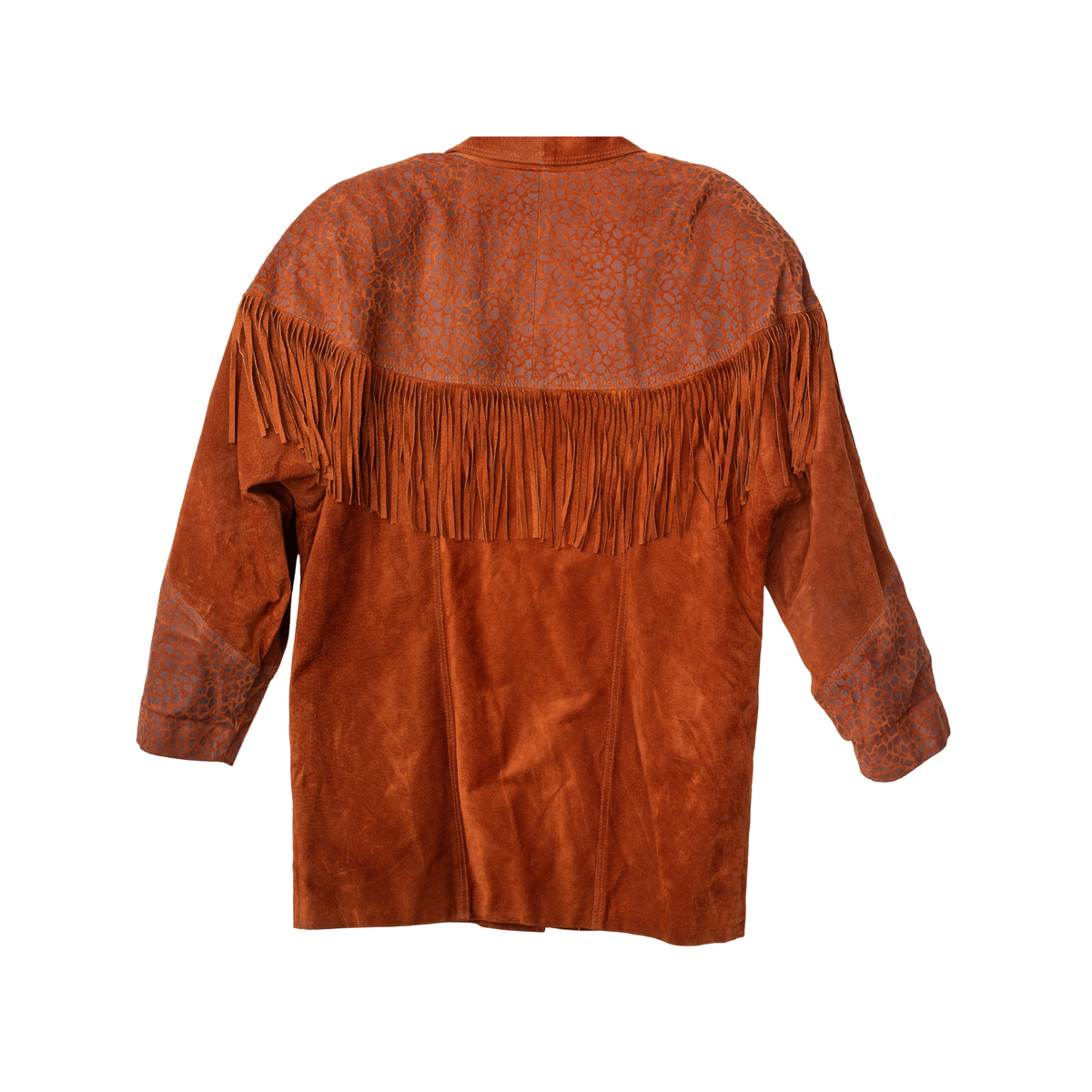 Animal Print Suede Fringe Jacket