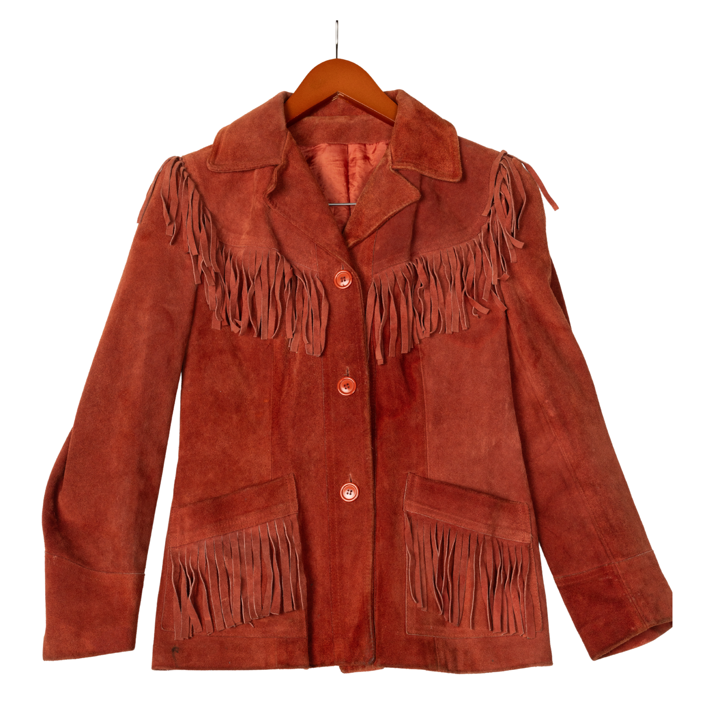 American Vintage Brown & Burgundy Suede Fringe Western Jacket