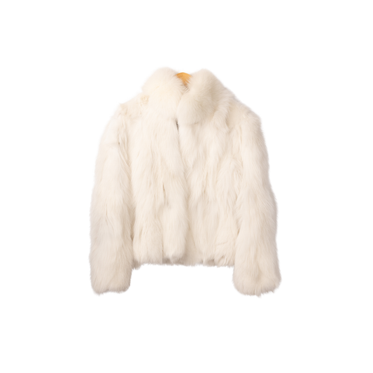 Vintage White Arctic Fox Fur Coat, front view