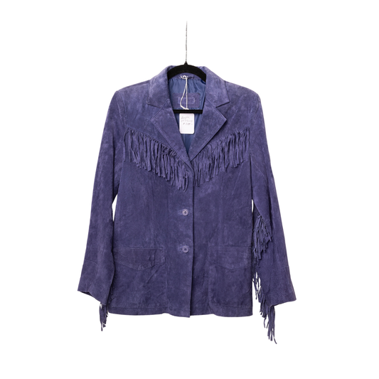 Vintage Purple Suede Fringe Jacket, front view