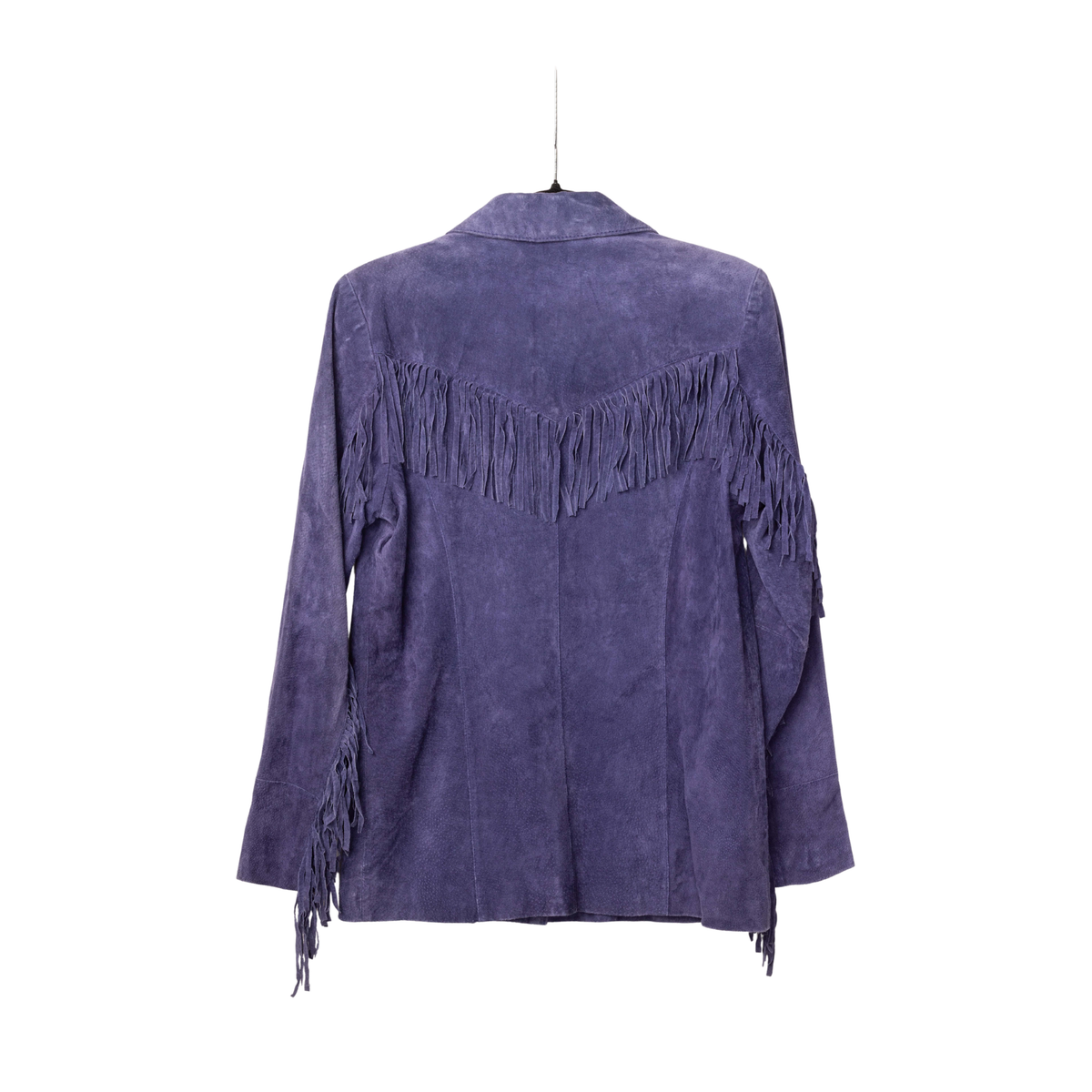 Vintage Purple Suede Fringe Jacket, back view