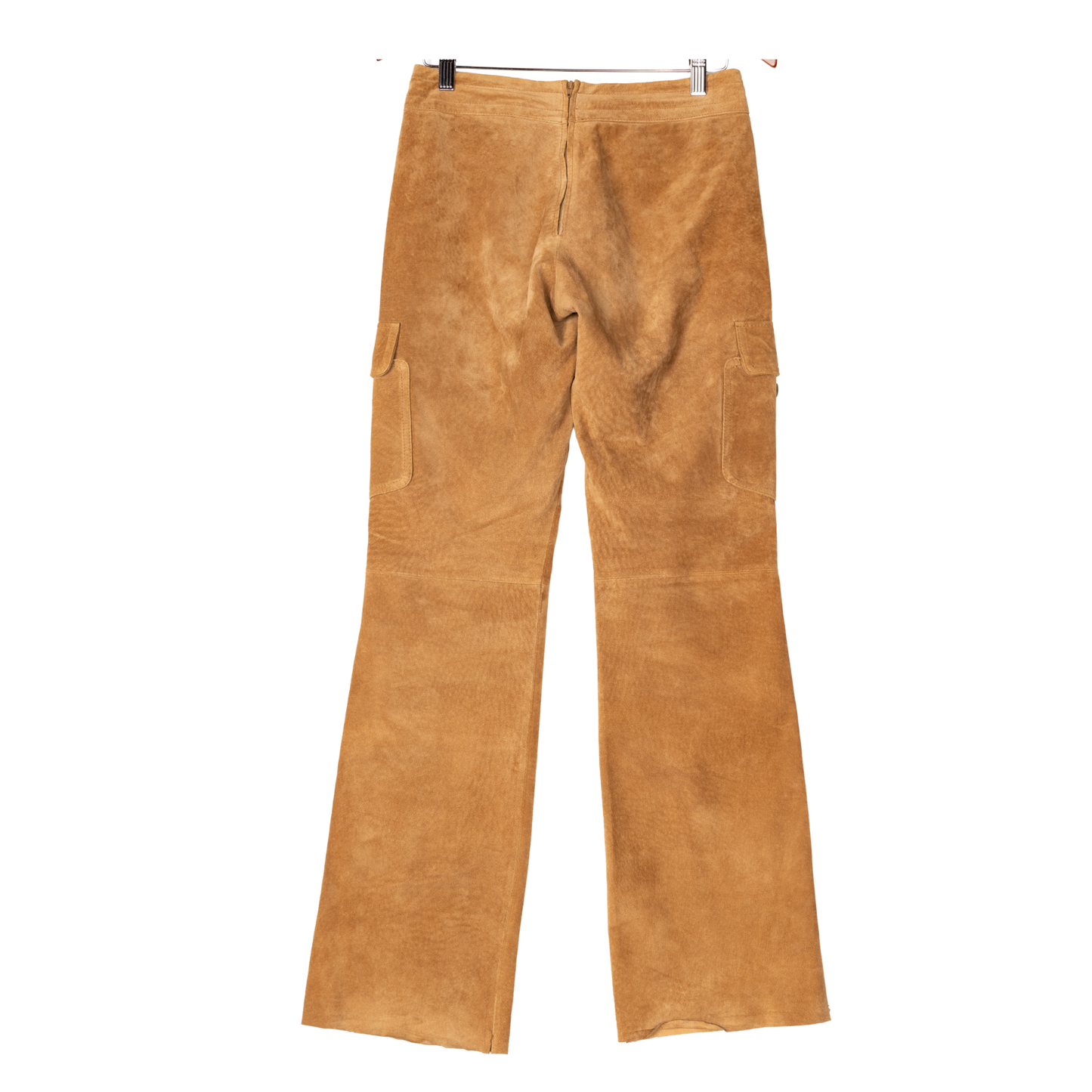 Camel Suede Leather Cargo Pants