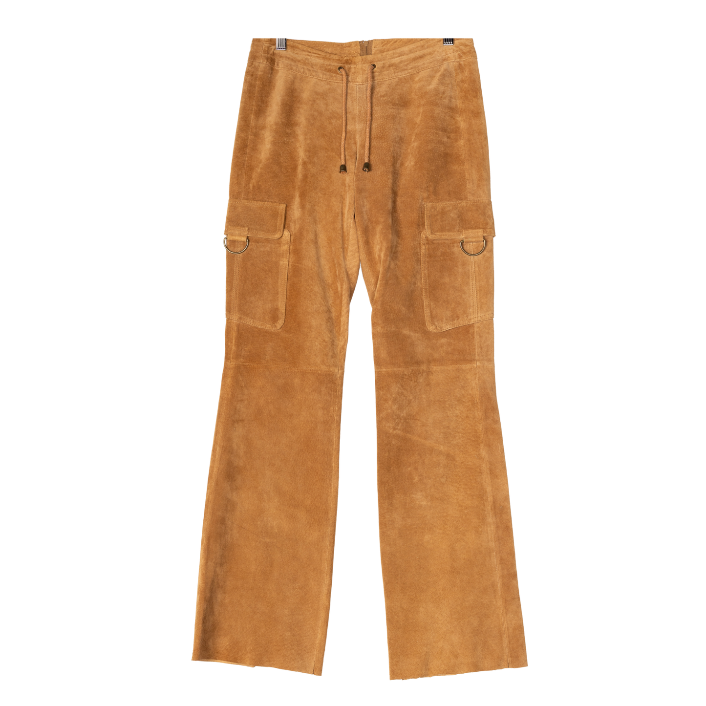 Camel Suede Leather Cargo Pants