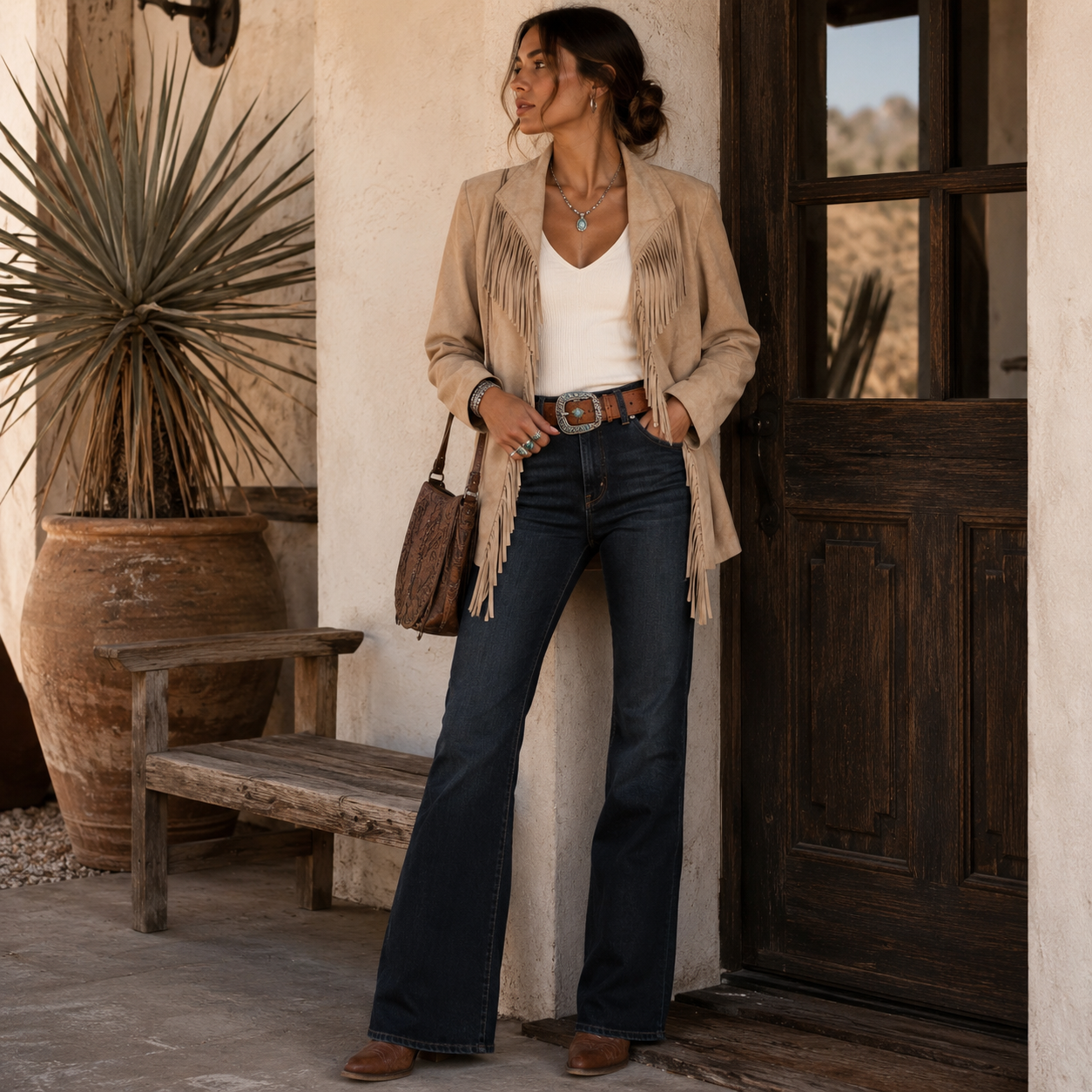 Vintage Nancy Bolen City Suede Fringe Jacket