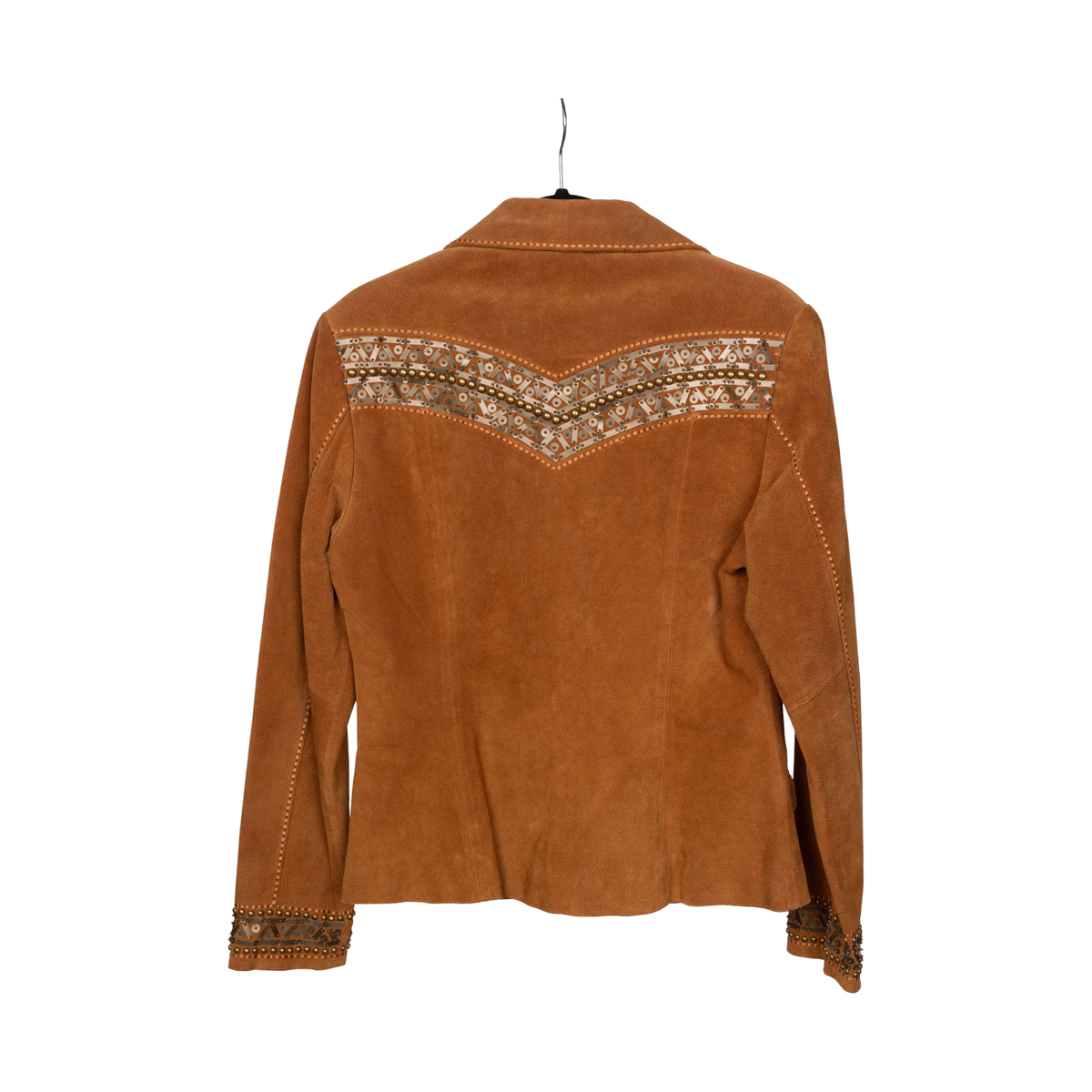 Vintage Cripple Creek Embellished Tan Suede Jacket, back view