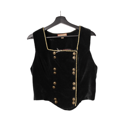 Vintage Double D Ranch Black Velvet Vest, Gold Trim, front view