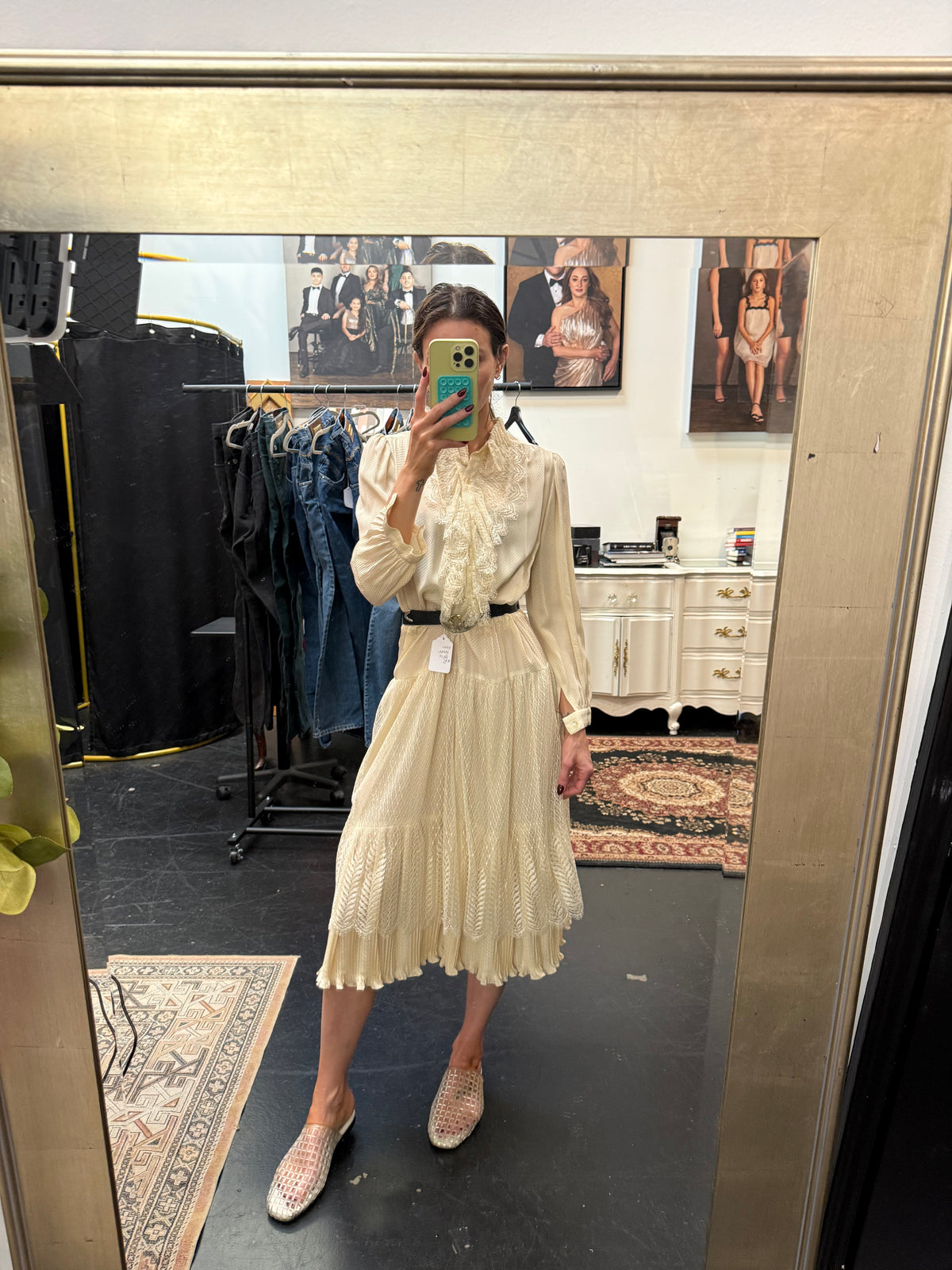 Vintage Parisian Silk Wedding Dress, additional view