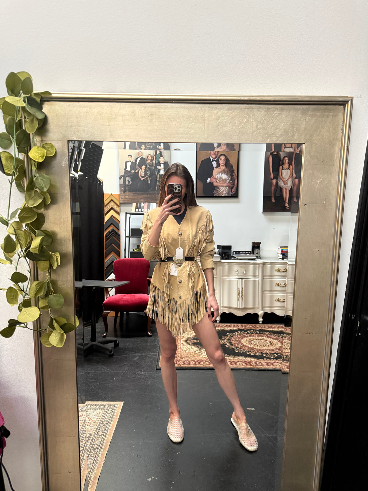 Vintage Cripple Creek Blonde Suede Fringe Jacket, additional view
