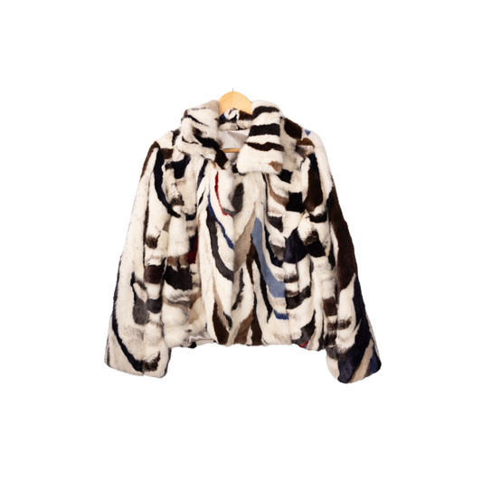 Vintage Multicolor Patchwork Mink Fur Coat