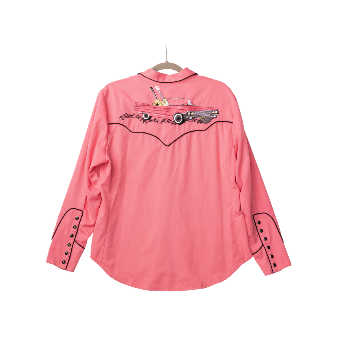 Vintage Scully Pink Embroidered Western Shirt, back view