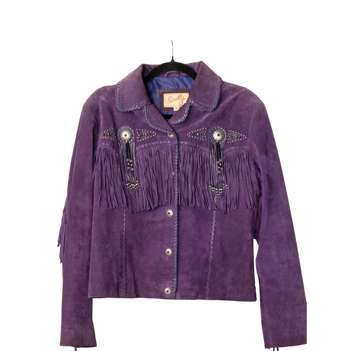 Vintage Scully Purple Suede Fringe Jacket with Tassel Detailing