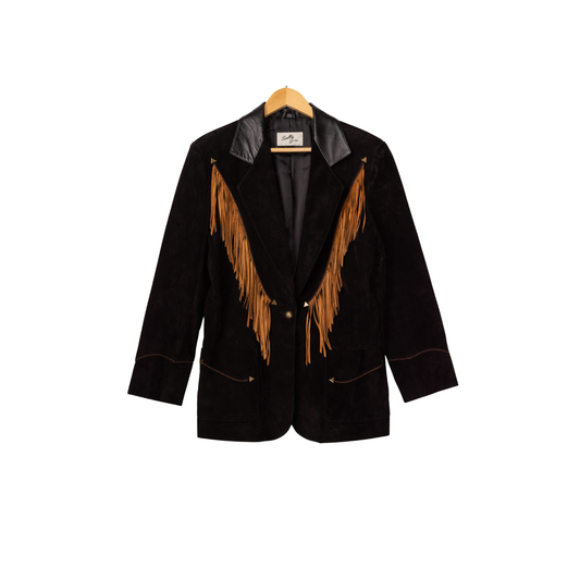 Vintage Scully Black Suede Fringe Blazer, additional view