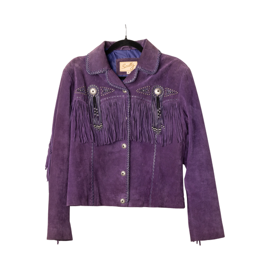 Vintage Scully Purple Suede Fringe Jacket with Tassel Detailing | Size Medium