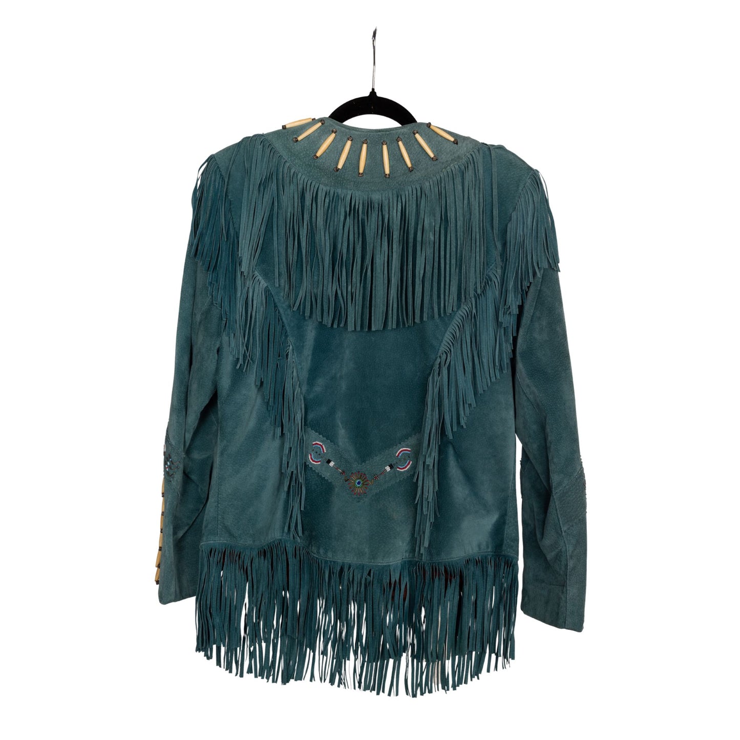 Vintage Tony Lama Turquoise Suede Fringe Western Jacket | Made in USA