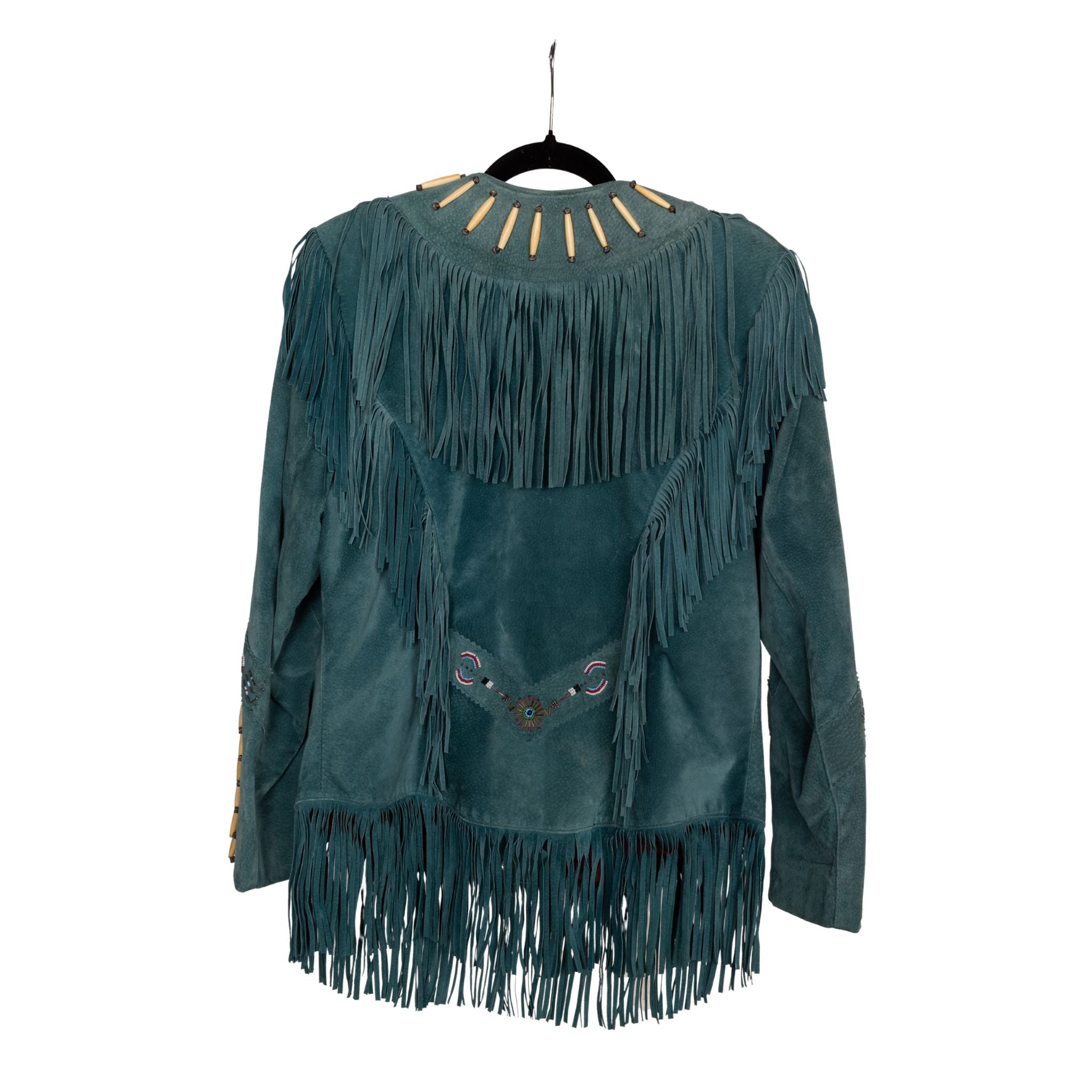 Vintage Tony Lama Turquoise Suede Fringe Western Jacket | Made in USA