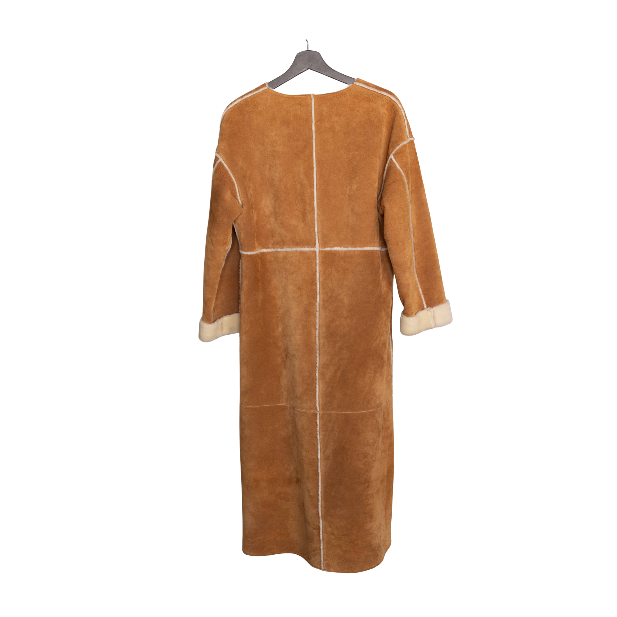 Vintage Camel Shearling Suede Long Coat
