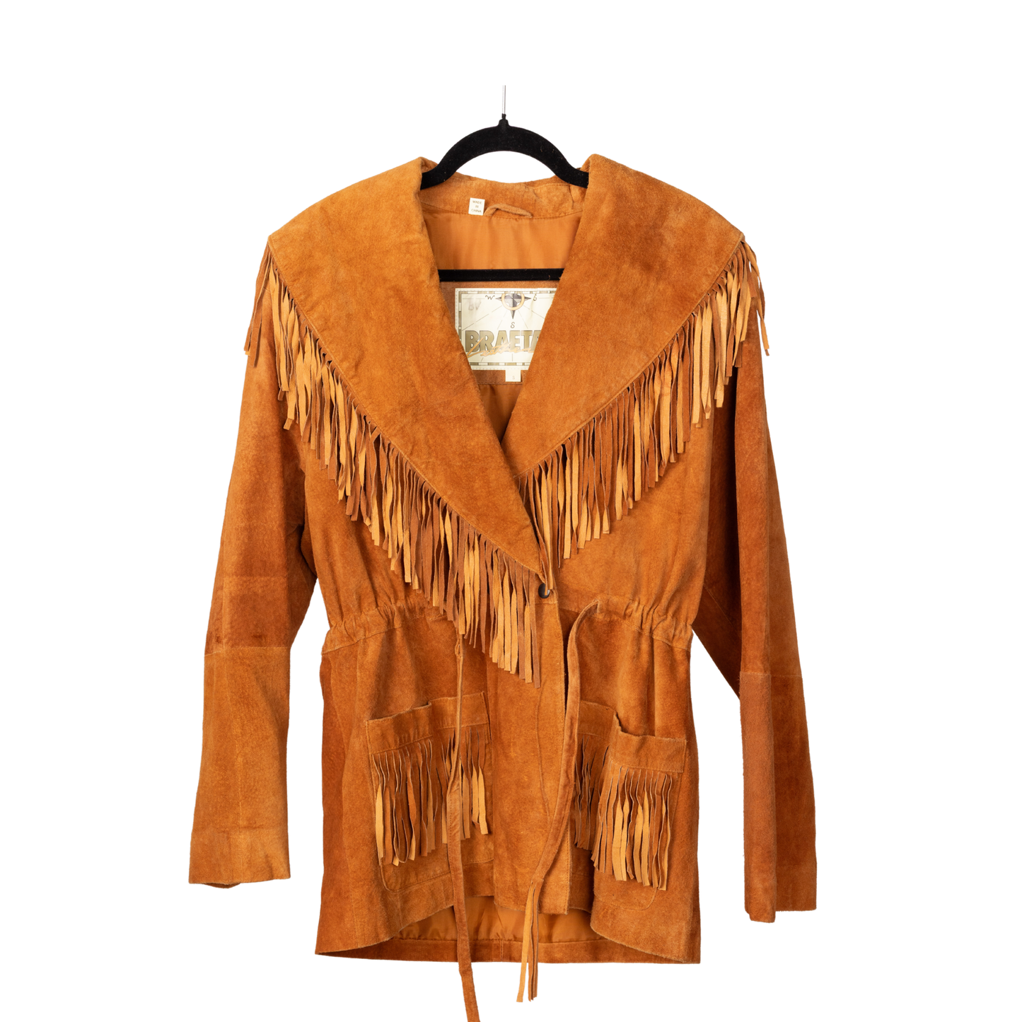 Vintage Cognac Suede Fringe Western Jacket