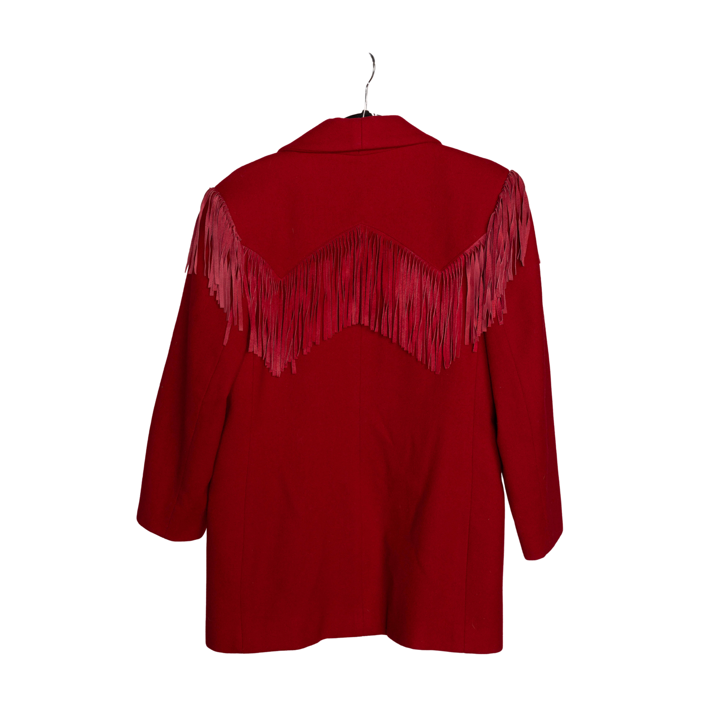 Vintage Crimson Western Fringe Blazer
