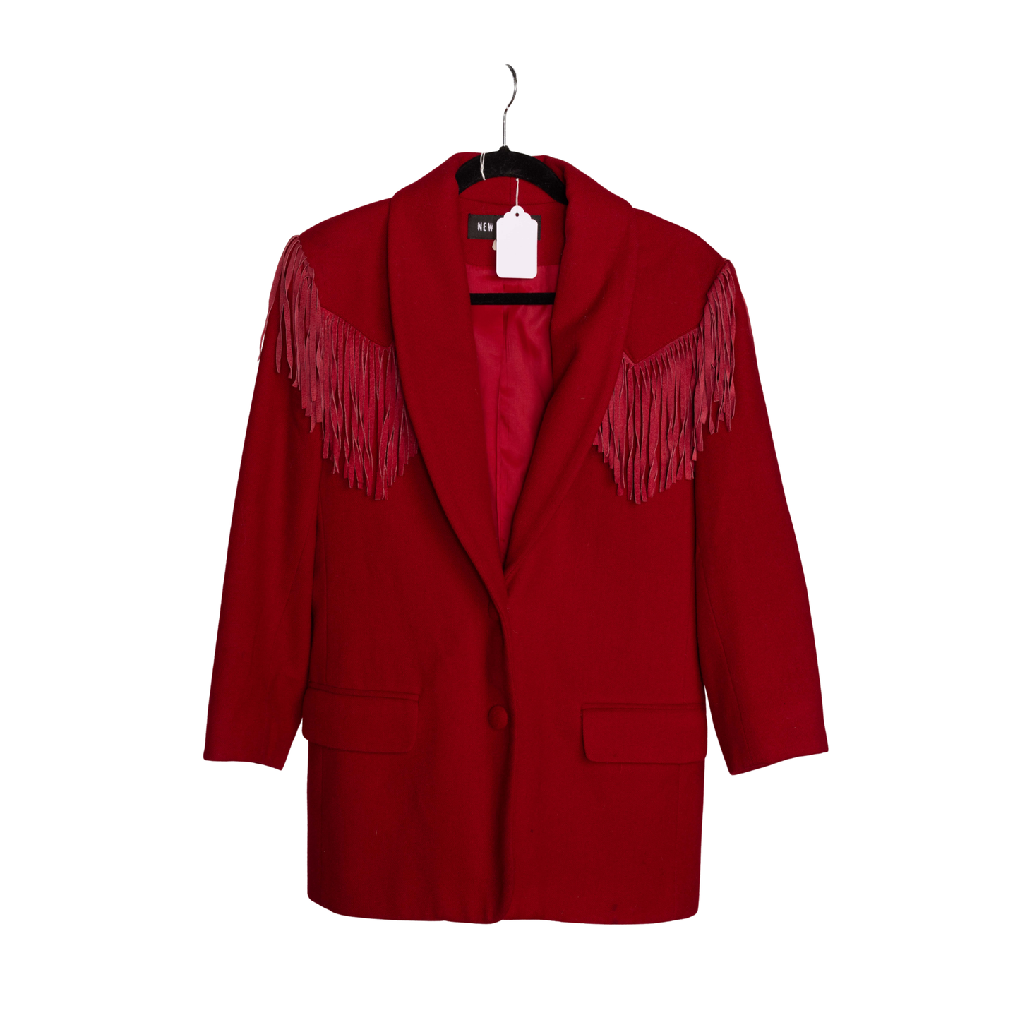 Vintage Crimson Western Fringe Blazer