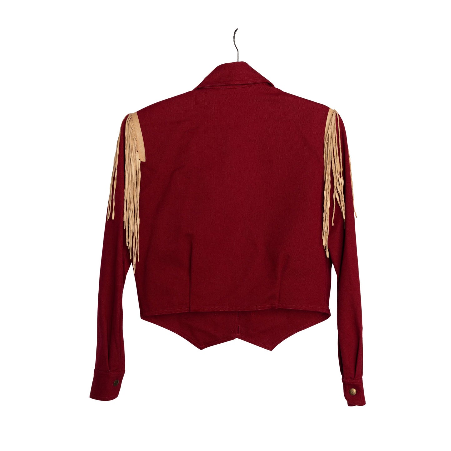 Vintage Double D Ranch Red Military Fringe Jacket | Size Small