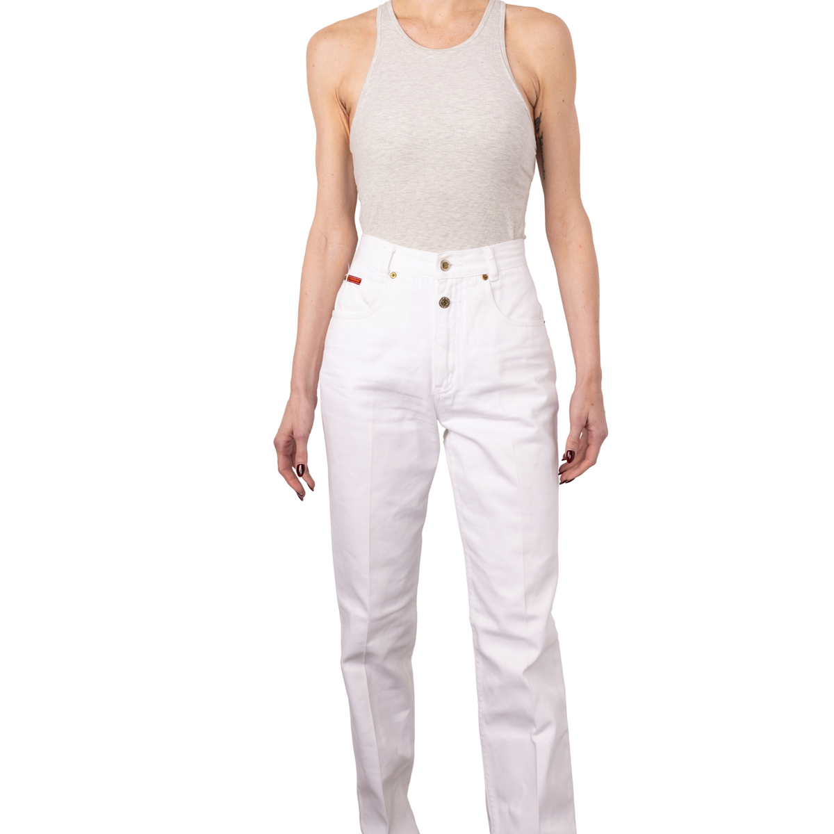 Vintage Lawman Western White High Rise Jeans, front view