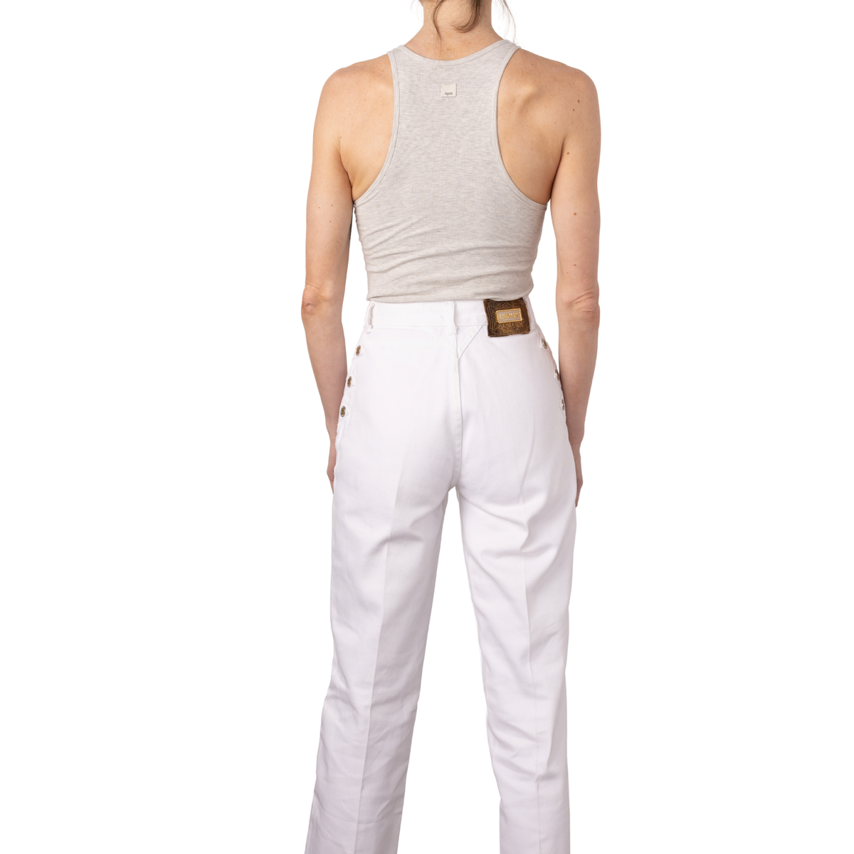 Vintage Lawman Western White High Rise Jeans, back view